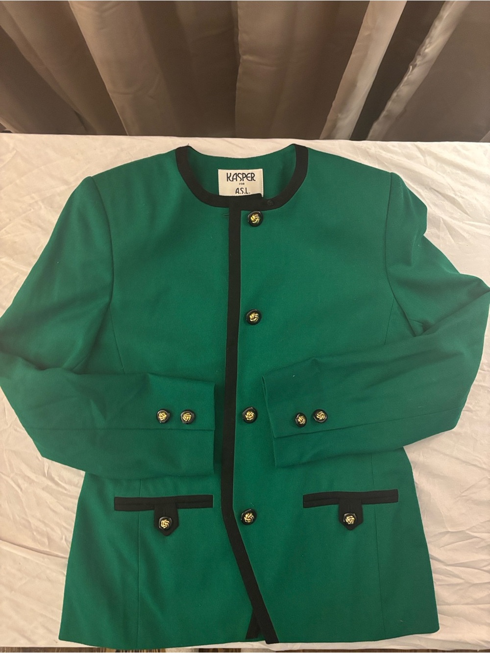 Kasper for A.S.L. Pine green with black trim jacket